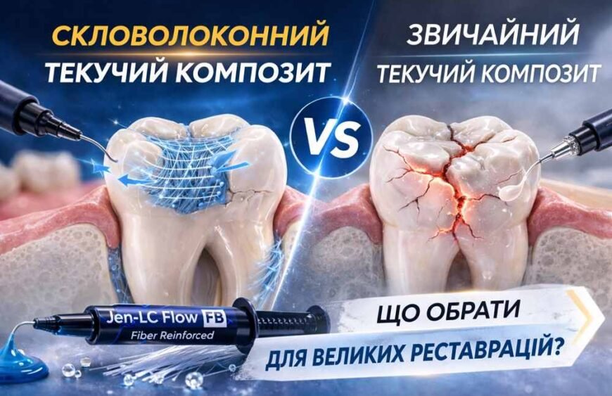 Скловолоконний текучий композит vs звичайний flow — інфографіка порівняння для великих реставрацій зубів2 compressed