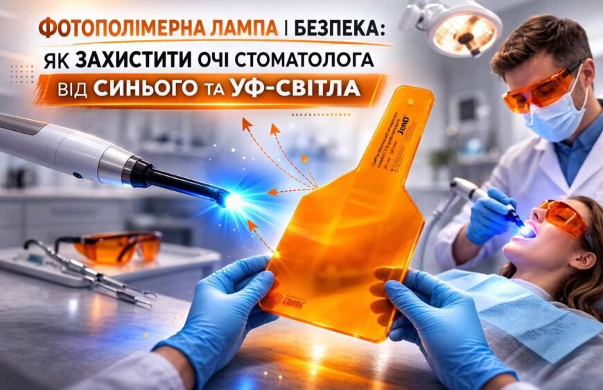Стоматолог використовує фотополімерну лампу під час реставрації2 compressed